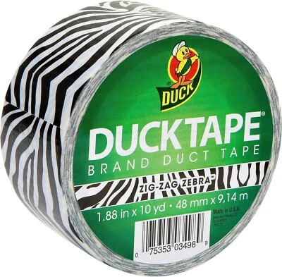$12.99 • Buy Printed Duck Brand Duct Craft Tape Zebra Stripe Pretty Design 1.88 In. X 10 Yds