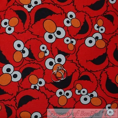 BonEful Fabric FQ Cotton Decor Red Black White B&W ELMO Sesame Street Face Baby • $98