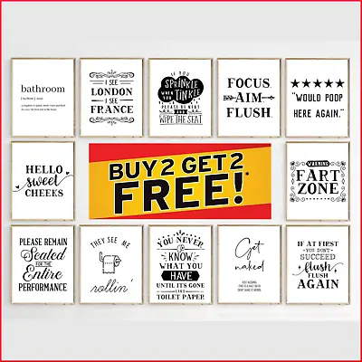 £6.99 • Buy Funny Text Bathroom Wall Art Pictures Poster Print Funny Quote Poster