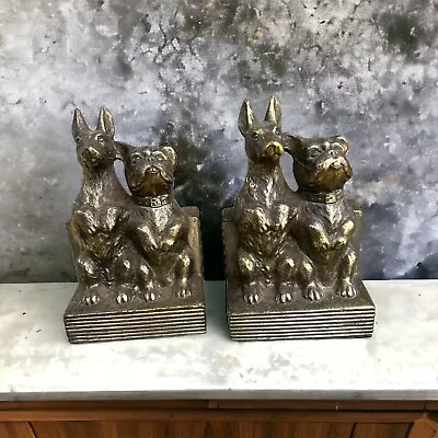 Pair Of Cast Begging Dog Bookends Made In Japan (h) • £85.78