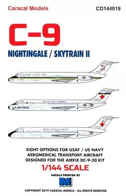 Caracal Decals 1/144 DOUGLAS C-9 NIGHTINGALE & SKYTRAIN II Aeromedical Transport • $13.50