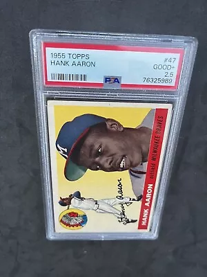 1955 Topps #47 Hank Aaron PSA 2.5 HOF Milwaukee Braves Baseball Card • $439.99