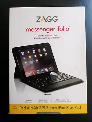 ZAGG Messenger Folio Case / Bluetooth Keyboard For IPad Air/Air2/9.7  IPad Pro.. • $24.95