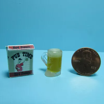 Dollhouse Miniature Beer Mug Filled With Overflowing Foam And Pretzel Box FA1116 • $3.50