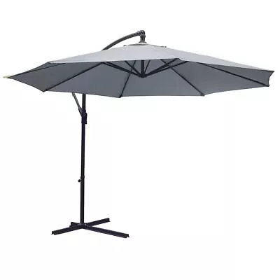 Kct Large Grey 3.5m Cantilever Garden Patio Parasol Hanging Sun Shade Umbrella • £91.95