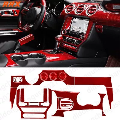 30Pcs Red Carbon Fiber Kits Whole Interior Dash Trim For Ford Mustang 2015-2022 • $109.99