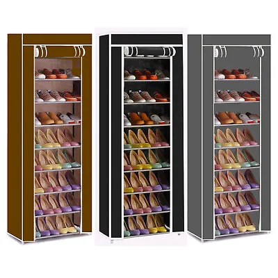 £14.95 • Buy 27 Pairs 10 Tier Dustproof Shoes Cabinet Storage Organiser Shoe Rack Stand Holds