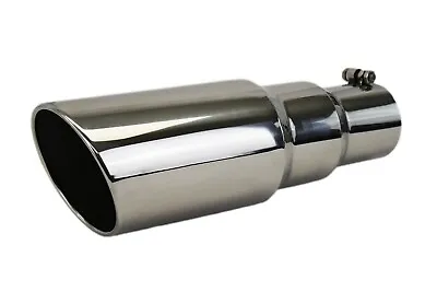 4  To 6  Diesel Truck Tailpipe Rolled Angle Cut Exhaust Tip 18  Long Polished • $38.95