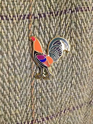 Game Fowl Metal And Enamel Lapel Pin Badge - Light Red Green-legged • £10