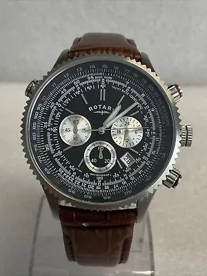 Rotary Mens Pilot Aviator Chronograph Watch. GS00100/04. • £0.99