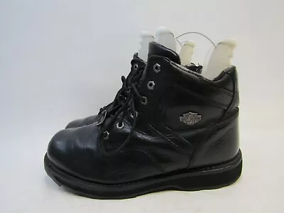 Harley Davidson Mens Size 12 M Black Leather Laces Zip Ankle Casual Boots • $99.76