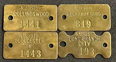 Vintage 70's/80's New Jersey Dog License Tax Tag Lot Of 4 Brass • $9.95