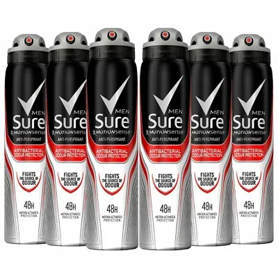 Sure Men Antibacterial Odour Protection Anti-Perspirant Deodorant 250 Ml X 6 • £16.55