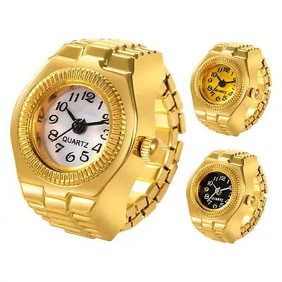 Gold Stainless Steel Ring Watch Elastic Retro Punk Finger Watch For Men Women • $9.29