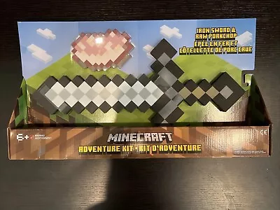 New Rare Minecraft Adventure Kit Iron Sword & Raw Porkchop Minecraft Foam Sword • $24.99