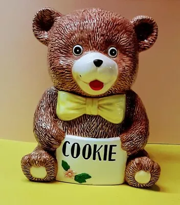 Vintage Teddy Bear Cookie Jar (1983) Signed (  FREE SHIPPING ) • $32