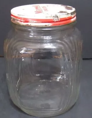 Vintage Large Duraglas #710 Cabinet Jar With Morrell Pride Metal Lid 6 1/2  Tall • $40