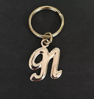 Vintage Keychain LETTER “n” Key Ring Gold Tone Metal Fob Initial N Monogram • $9.90