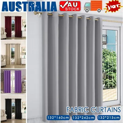 2X Blockout Curtains Blackout Window Curtain Draperies Pair Eyelet For Bedroom • $21.37