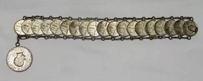 Mexico 1 Centavo 1959 Coin Bracelet 1944 Cinco Centavos OLD • $39