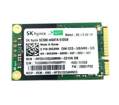 Hynix 512GB 6Gb/S MSATA Mini PCI-E Solid State SSD - 0VGXRN • $34.99