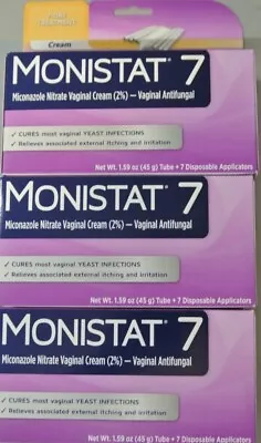 THREE Monistat 7 Day Vaginal Cream 7 Disposable Applicators  Exp 9/24+ • $26.99