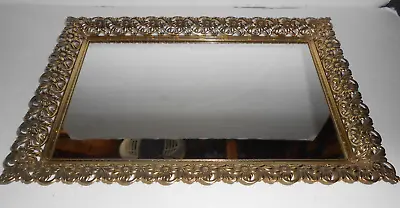 Vintage Ormolu Flowers Vanity Dresser Mirror Tray Gold Gilt Feet 16x11 • $43.99