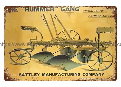 1900s Hummer Gang Farm Implement Sattley Mfg Springfield Illinois Tin Sign • $18.96
