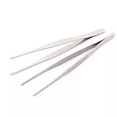 8inch Lenght Stainless Steel Straight Blunt Tweezers With Serrated Tip Daily Gar • $8.33