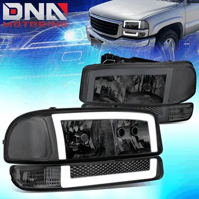 For 1999-2006 Sierra Yukon XL LED DRL Headlights+Bumper Signal Lamp Smoked Clear • $167.26