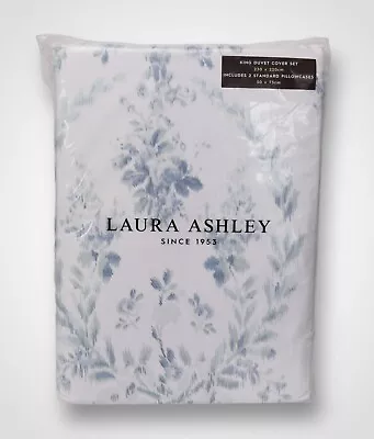 Laura Ashley Marabeau Seaspray Printed Floral King Size Duvet Cover Set • £54.99