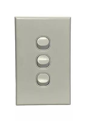 Slim Vertical Three 3 Gang White Wall Plate Light Switch • $9.95