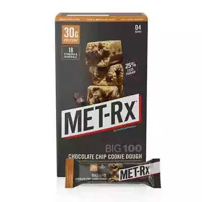 MET-Rx Big 100 Chocolate Chip Cookie Dough 30 G Protein 3.52 Oz 4 Ct • $9.50