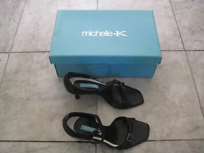 Michelle K Lady BLACK Leather Shoes 3  Heels Size 6 B FREE SHIPPING Very Chic • $38