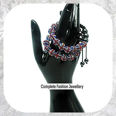 £8.99 • Buy New In 9 Top Quality 10mm Crystal Clay Balls Union Jack British Flag Bracelet