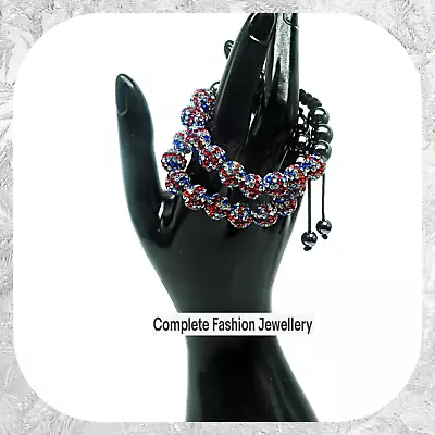 New In 9 Top Quality 10mm Crystal Clay Balls Union Jack British Flag Bracelet • £8.99