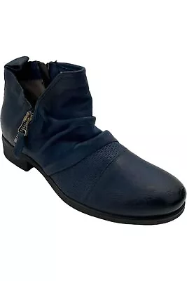 Miz Mooz Leather Side Zip Ankle Boots Slinky Sapphire • $79.99