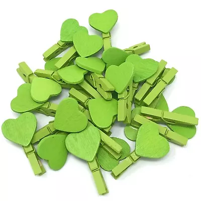 30mm Mini Clothes Pegs With 18mm Matching Hearts Craft For Shabby Chic Wedding • £8.79