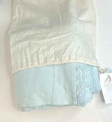 Restoration Hardware Garment-Dyed Crochet Linen Duvet Full/Queen Aqua NEW $269 • $199.99