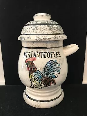 Vintage Rooster Instant Coffee Container Canister Or Jar With Lid 6  High • $9.99