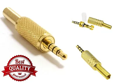 Gold 3.5mm 4 Pole Male Jack Plug Solder Terminal For Audio Or Video Cable DIY UK • £2.79