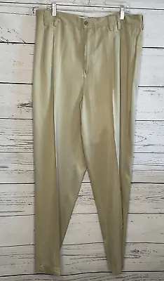 Tommy Bahama Relax Mens Size 36 100% Silk  Beige Tan Pleated Pants Trousers • $38.99