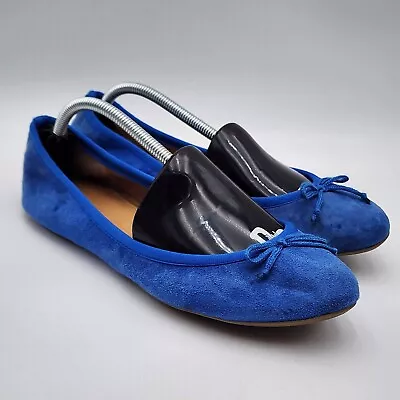 J Crew Ballet Flats Womens 8.5M Blue Suede & Leather Cece Balletcore Shoes READ • $16.95