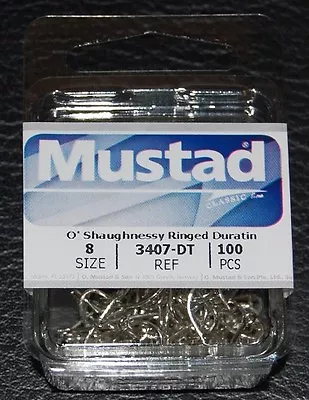 100 Mustad 3407DT Size 8 Saltwater Big Game Duratin J Hooks 3407DT-08 • $10.79