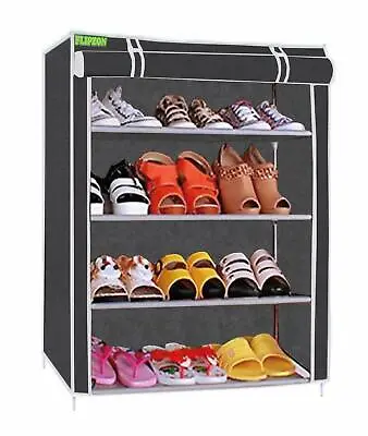 $180.51 • Buy 4-Tier Shoe Rack/ Multipurpose Storage Rack With Dustproof Cover,Iron And Fabric