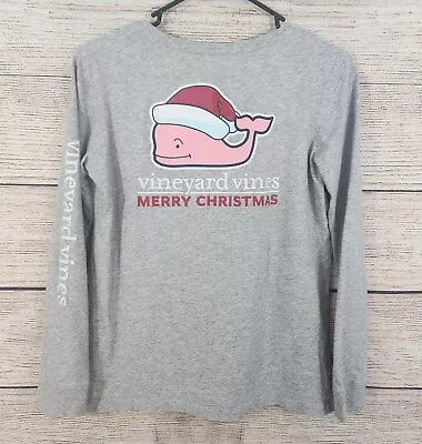 Vineyard Vines T Shirt Youth Large 14 Long Sleeve Gray Christmas Graphic Whale • $14.99