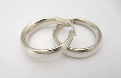 Milor Italy 925 Sterling Silver Hoop Earrings 1 5/8  Great Everyday Size • $35.99