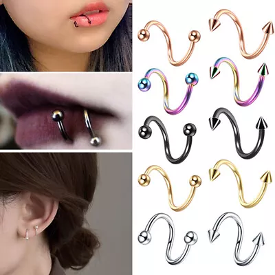 Hip Hop Eyebrow Nail Body Piercing Jewelry Ear Bone Nail Lip Ring Gifts Casual ☆ • $1.30