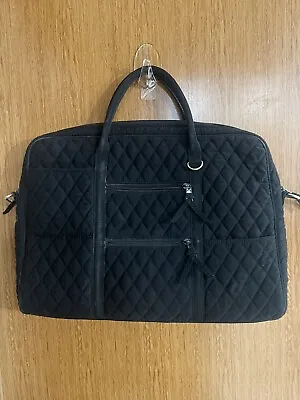 Vera Bradley Quilted Laptop Messenger Bag Black Floral Travel Adjustable Strap • $18.50