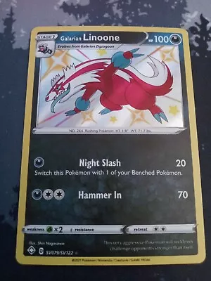 Pokémon TCG Galarian Linoone Shining Fates SV079/SV122 Holo Shiny Holo Rare • $1.25